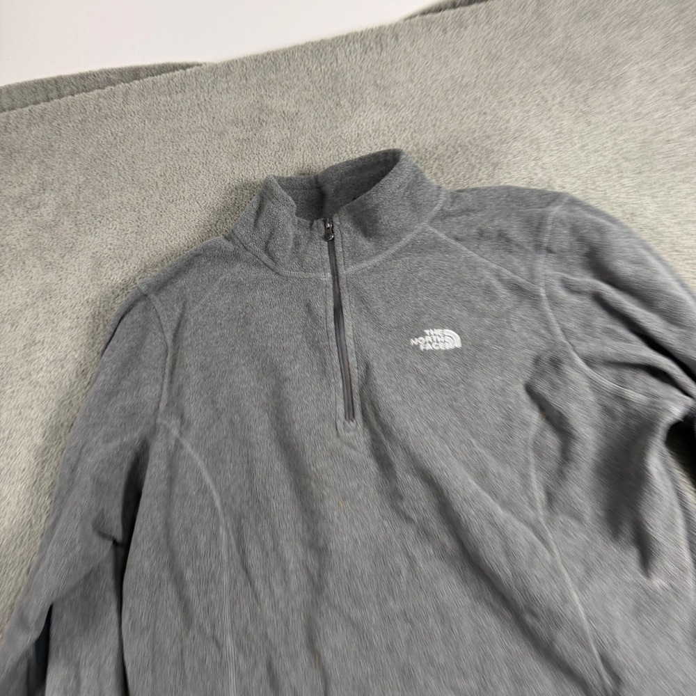 The North Face Womens TKA 100 Glacier 1/4 Zip Fleece Pullover Grey Large 9567